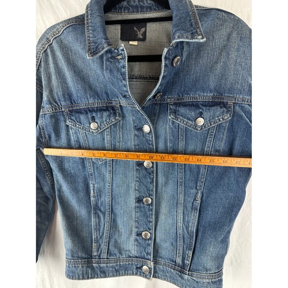 American Eagle Outfitters Womens Denim Jacket Size XS Blue Cotton Distressed - Picture 11 of 11